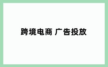 跨境电商 广告投放